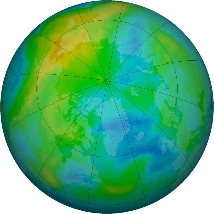Arctic ozone map for 25 October 1980